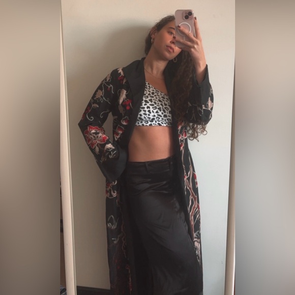 Vintage SUE WONG Floral Print Embroidered Appliqué Asian Inspired Trench Coat - Picture 16 of 16